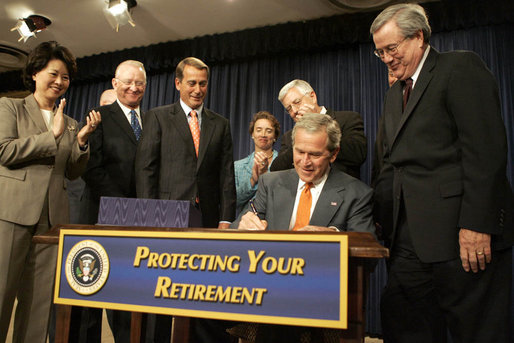 George W. Bush Signs Pension Protection Act of 2006.