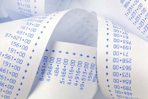 Computing stripes with numbers. Costs, expenses, revenues and profits.