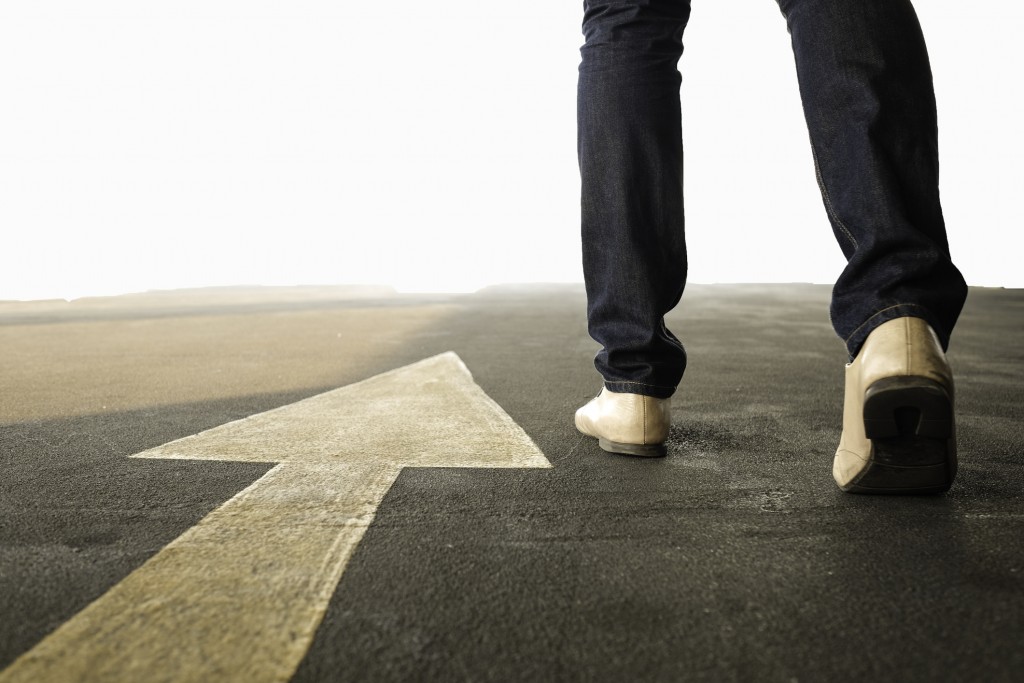 Concept of a man follows the right way