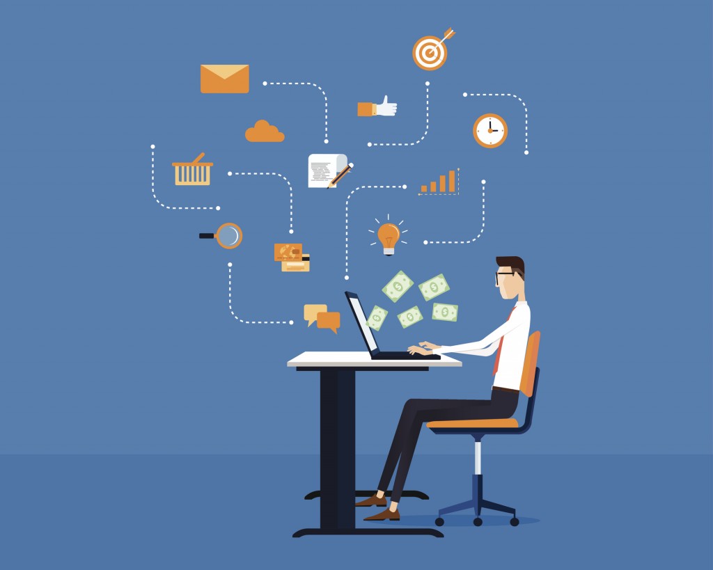 vector people business making earning online background