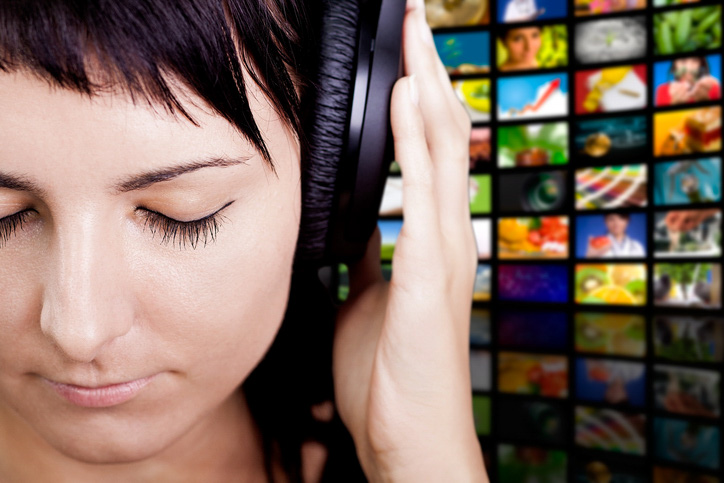 Nice Music. Woman enjoying music.