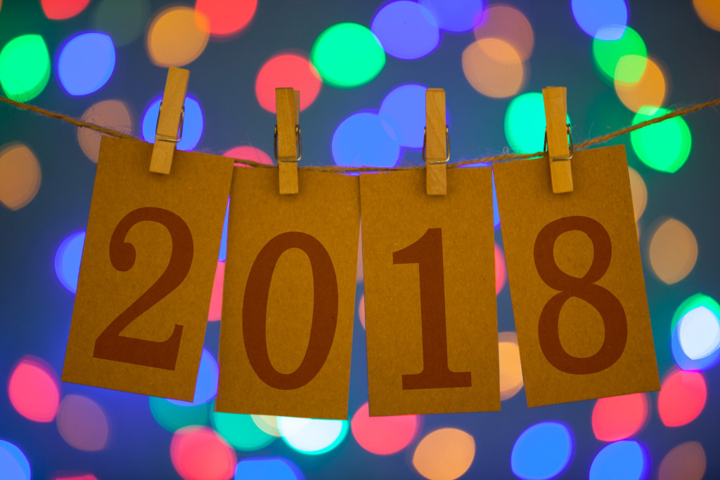 New Year 2018 Concept Clipped Cards