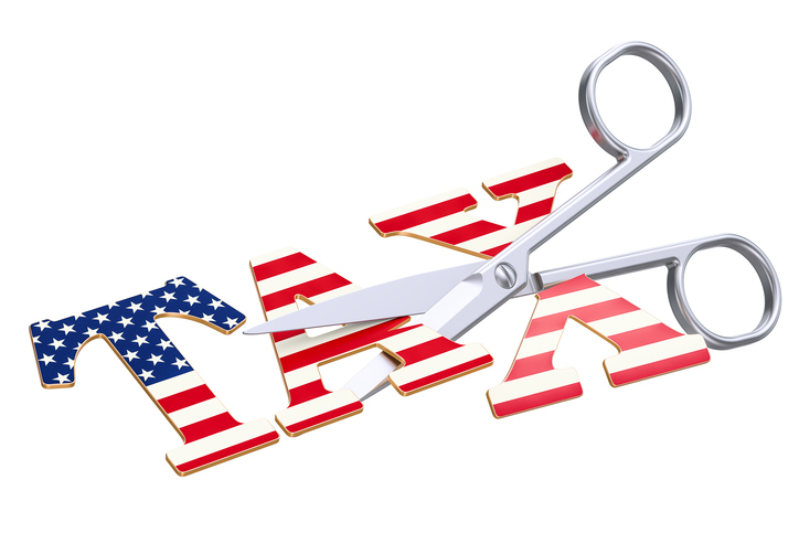 Tax cut in USA concept. 3D rendering isolated on white background