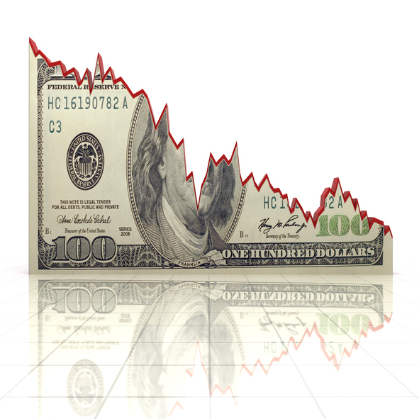 Falling us dollar graph chart recession financial crisis