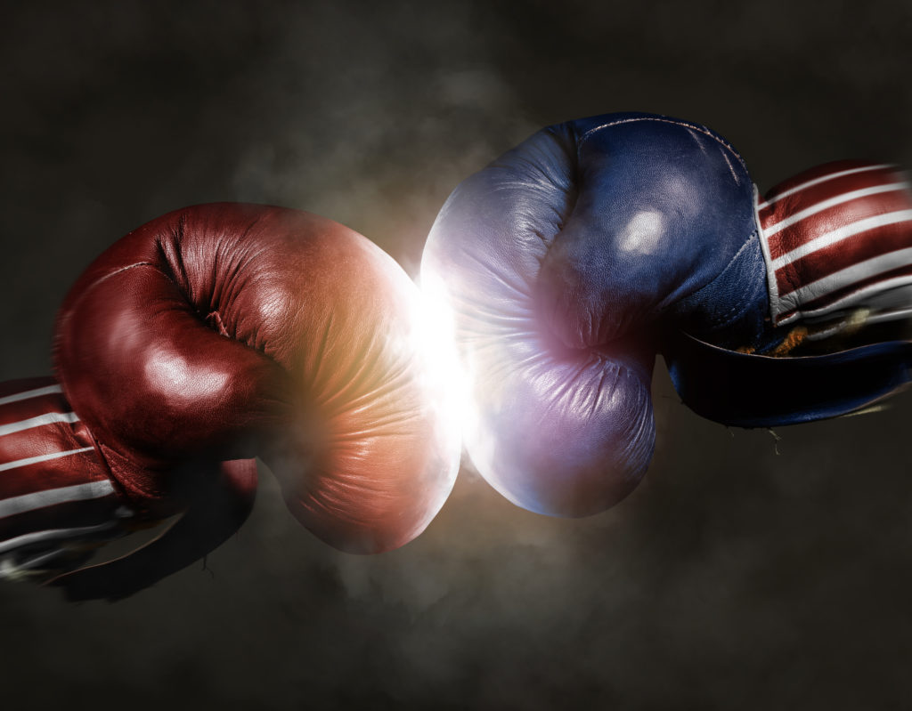 Republicans and Democrats in the campaign symbolized with Boxing