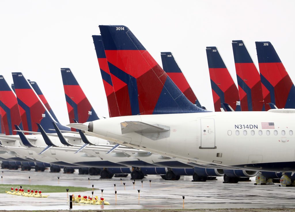 Delta Planes Sit Idle At Kansas City International Airport
