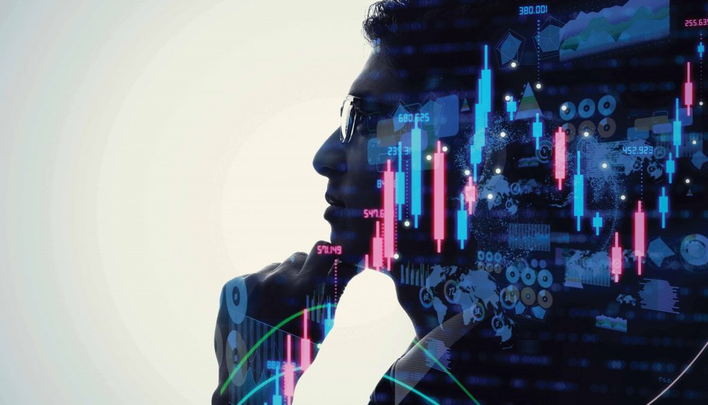 Financial technology concept. Stock chart. Investment. Fintech.